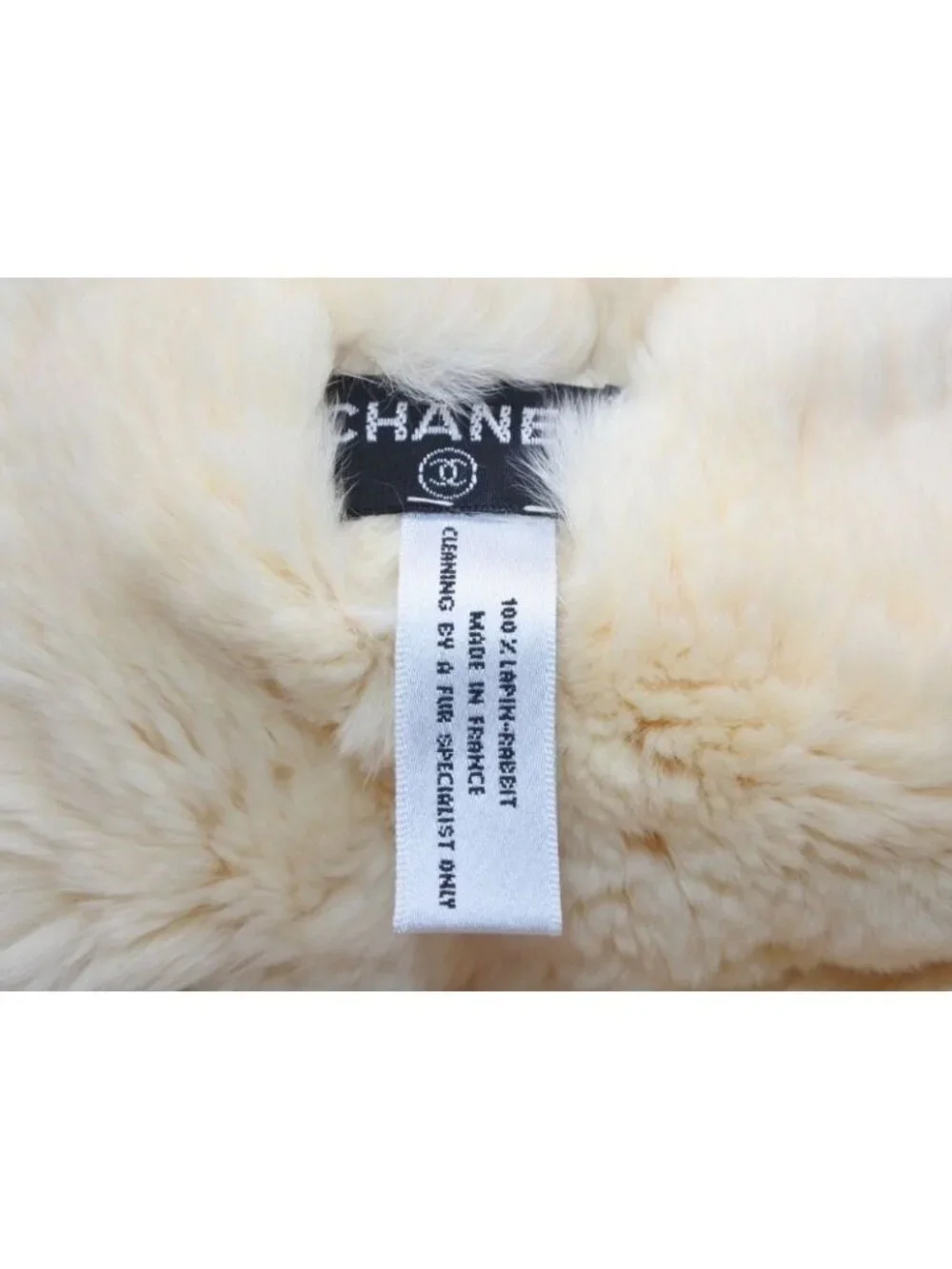 Chanel Big CC Logo Rabbit Neck Warmer Scarf Black White
